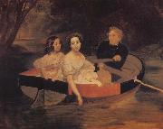 Karl Briullov Portrait of the Artist with Baroness Yekaterina Meller-akomelskaya and her Daughter in a Boat Germany oil painting artist